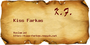 Kiss Farkas névjegykártya